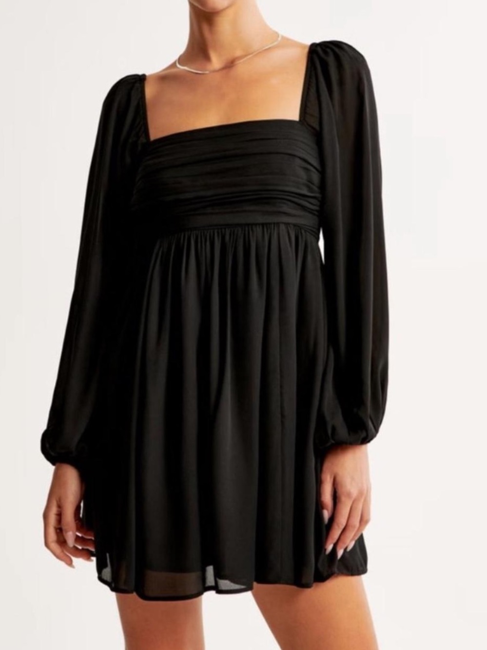 Abercrombie & Fitch Black Long-Sleeve Square-Neck Mini Dress